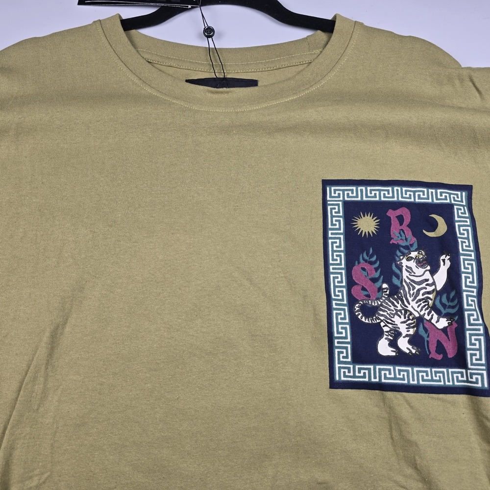 Reason Brand Shirt Mens XXL Tan Fearless Tiger Graphic Tee Streetwear Modern